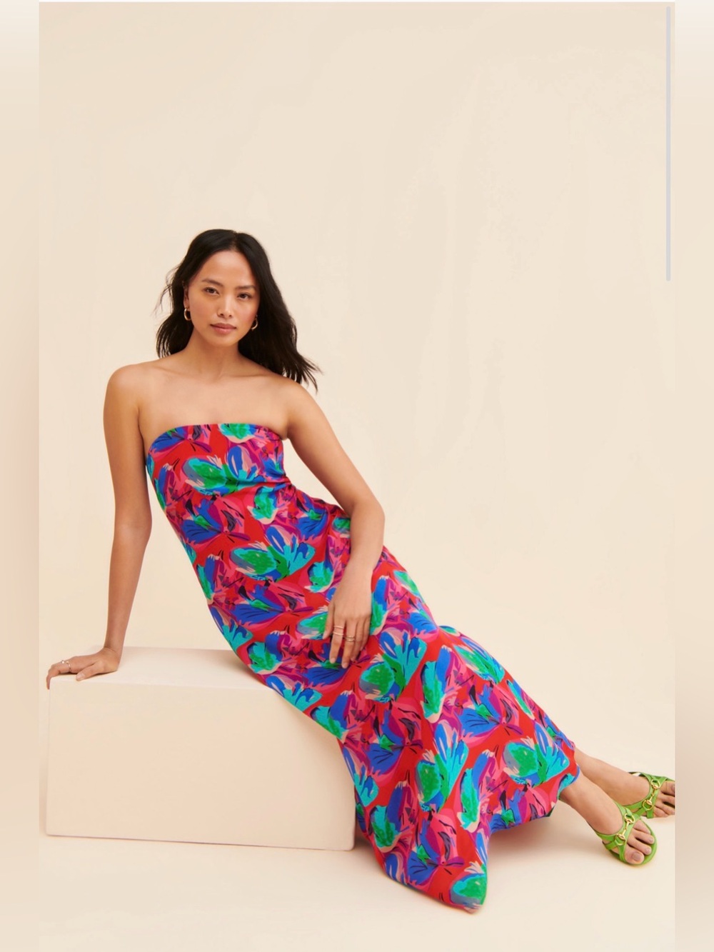 Ollari Printed Column Maxi Dress